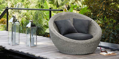 Salon de jardin rond gris