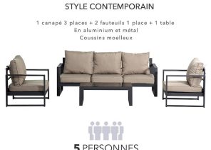 Tessa salon de jardin 5 places aluminium peint noir