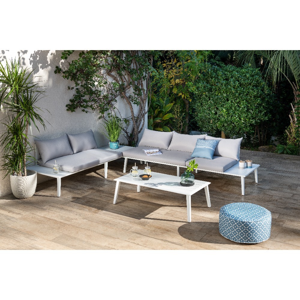 Salon de jardin gris et blanc