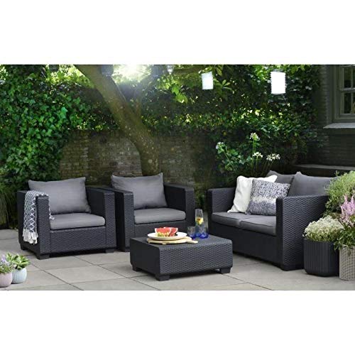Salon de jardin columbia résine injectée gris anthracite 4 personnes