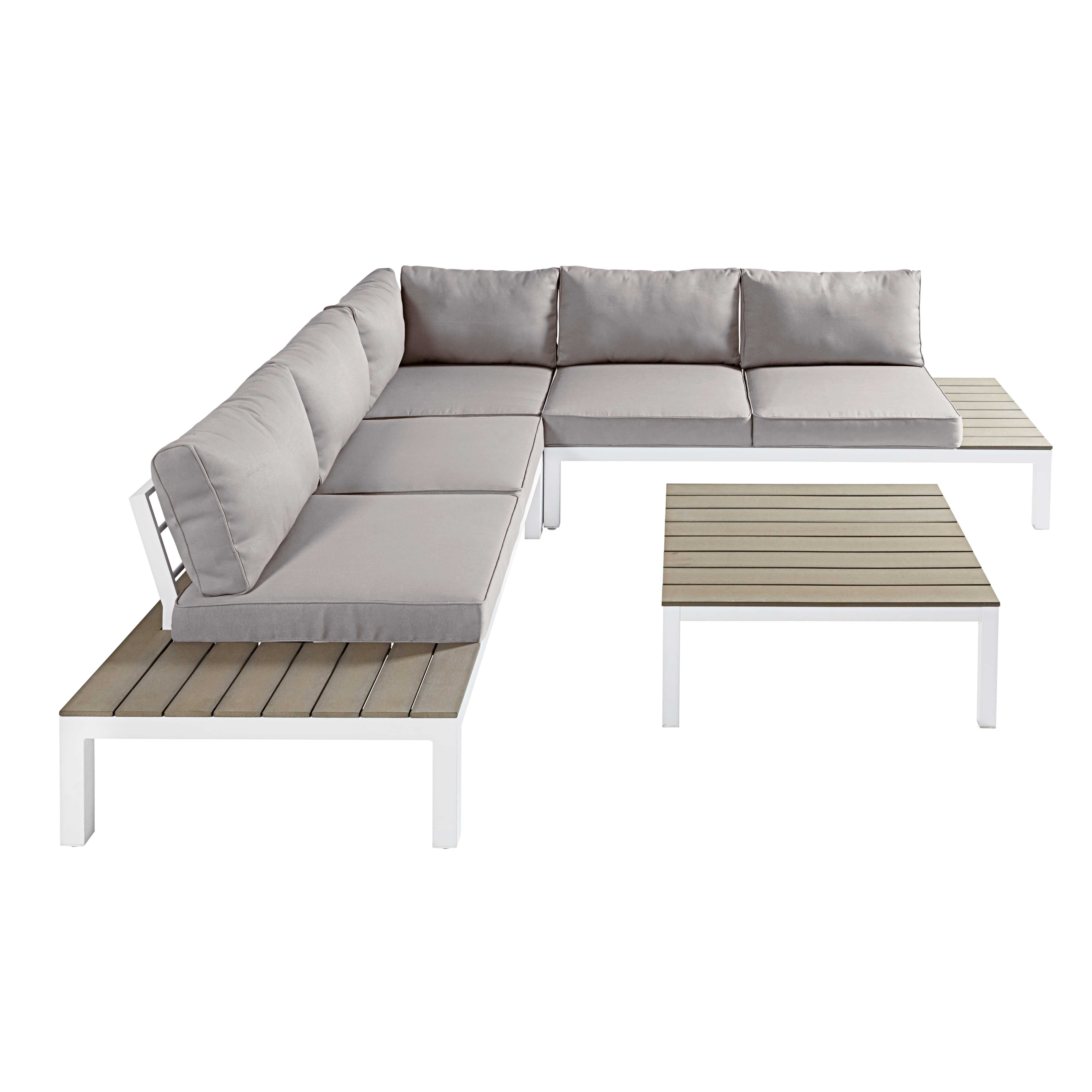 Nice salon de jardin 6 places en aluminium - gris