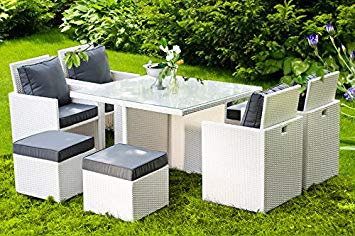 Salon de jardin resine tressee blanc