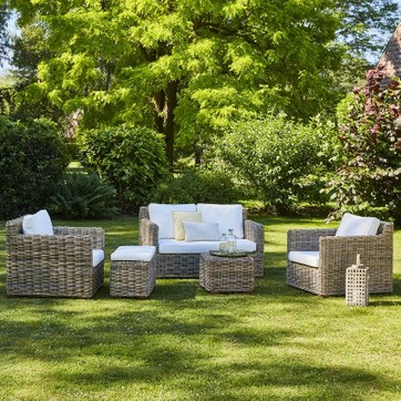 Salon de jardin bois et rotin