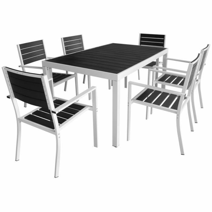Salon de jardin aluminium 6 chaises & table