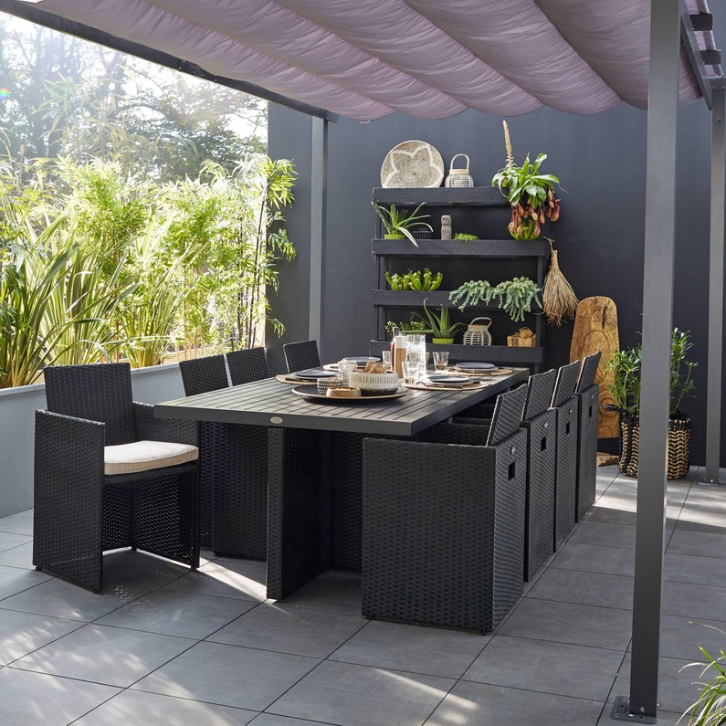 Salon de jardin en resine gris leroy merlin