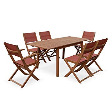 Salon de jardin en bois et textilene