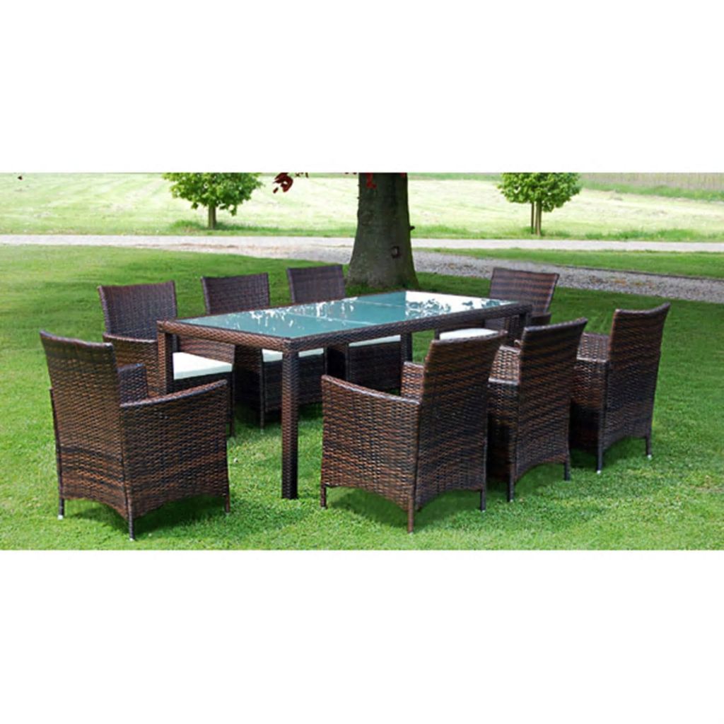 Salon de jardin poly rotin marron