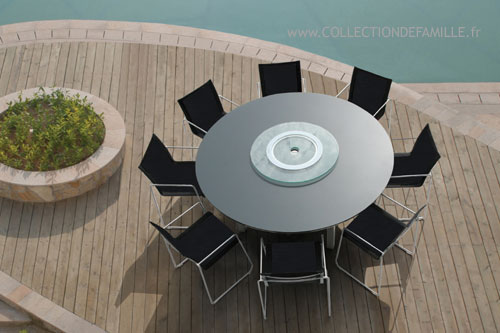 Salon de jardin aluminium table ronde