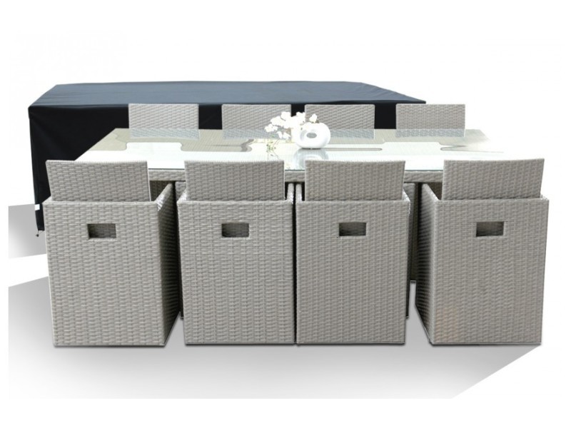Salon de jardin encastrable gris clair