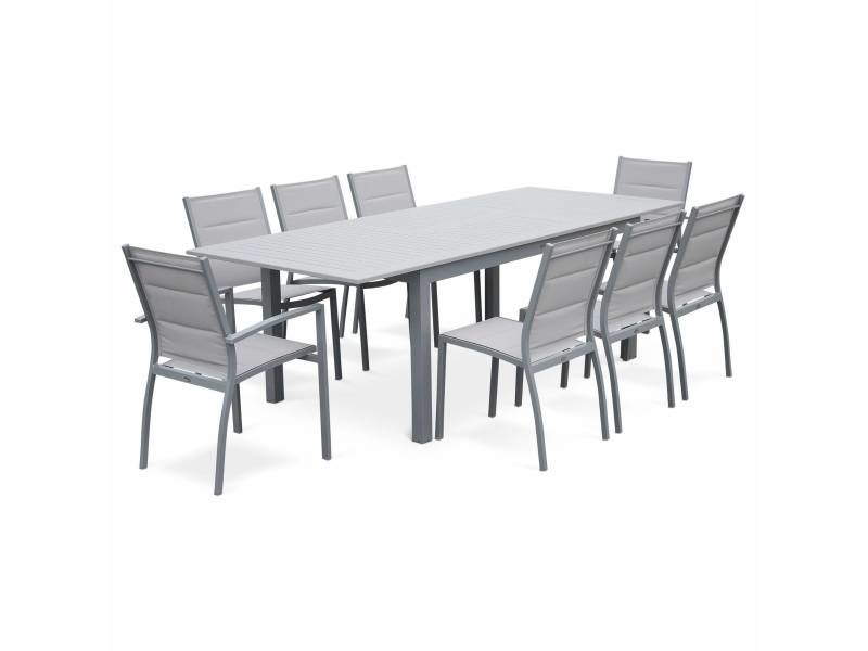 Salon de jardin 8 personnes en aluminium