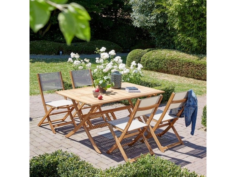 Salon de jardin acacia 6 places