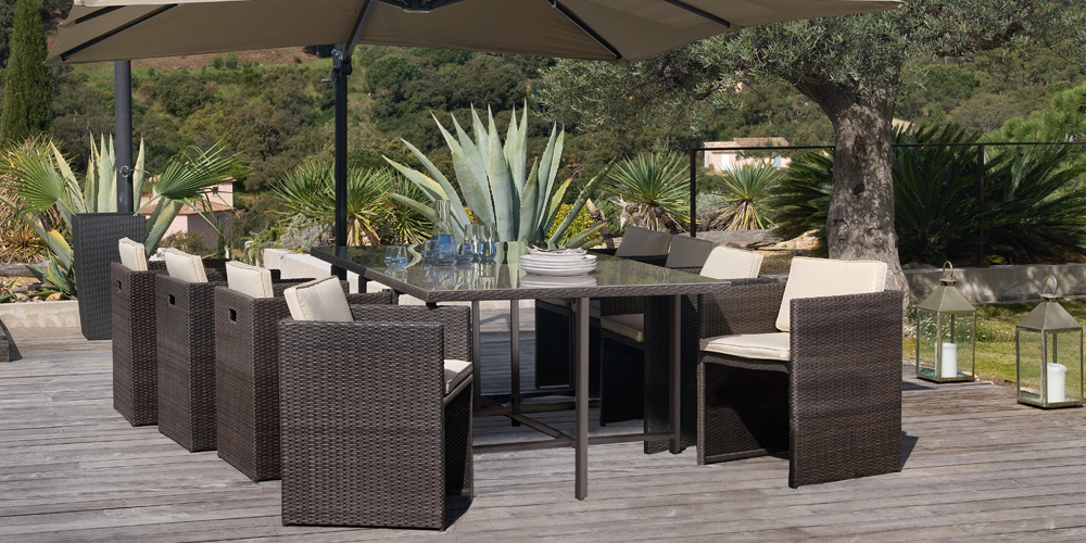 Salon de jardin foggia 8 anthracite