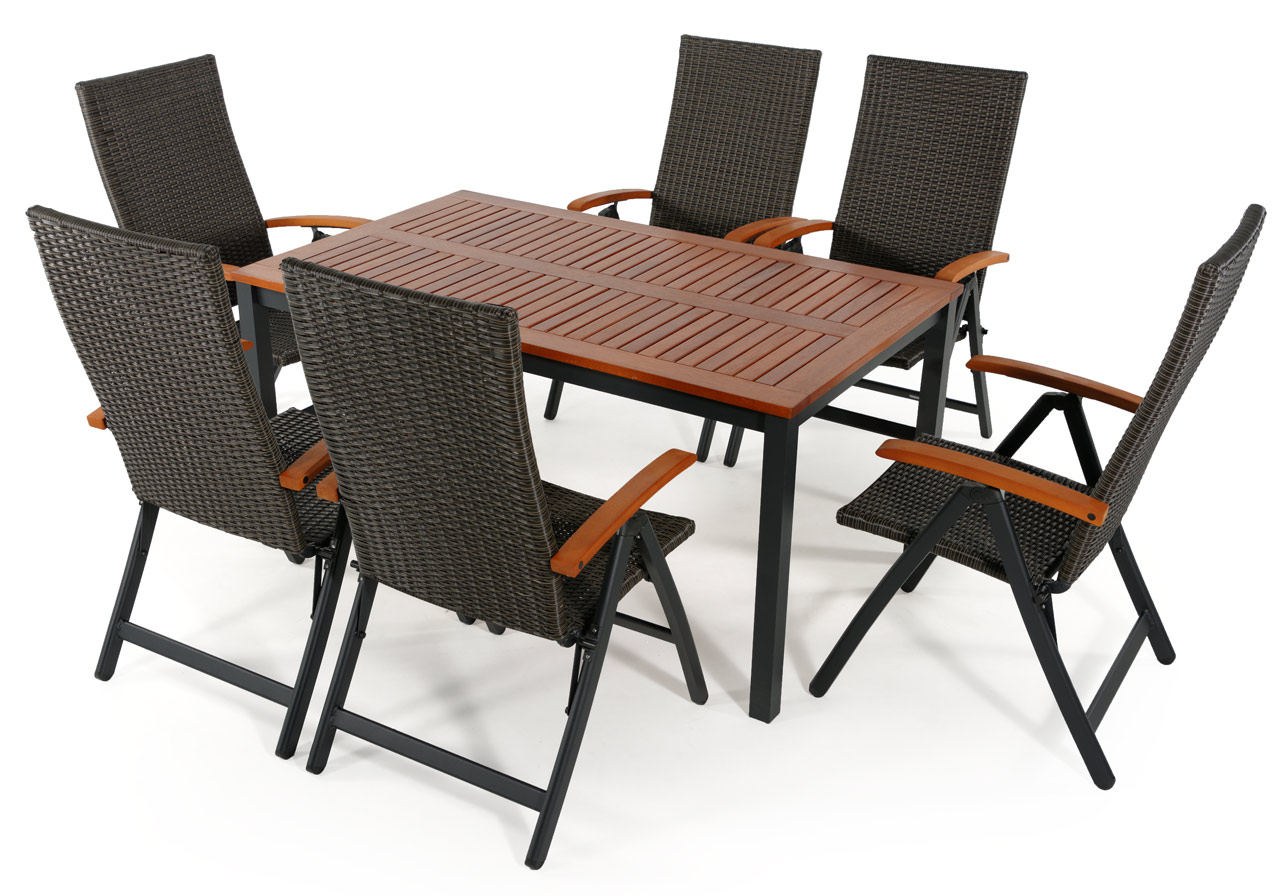 Salon de jardin barcelona aluminium 1 table 6 fauteuils