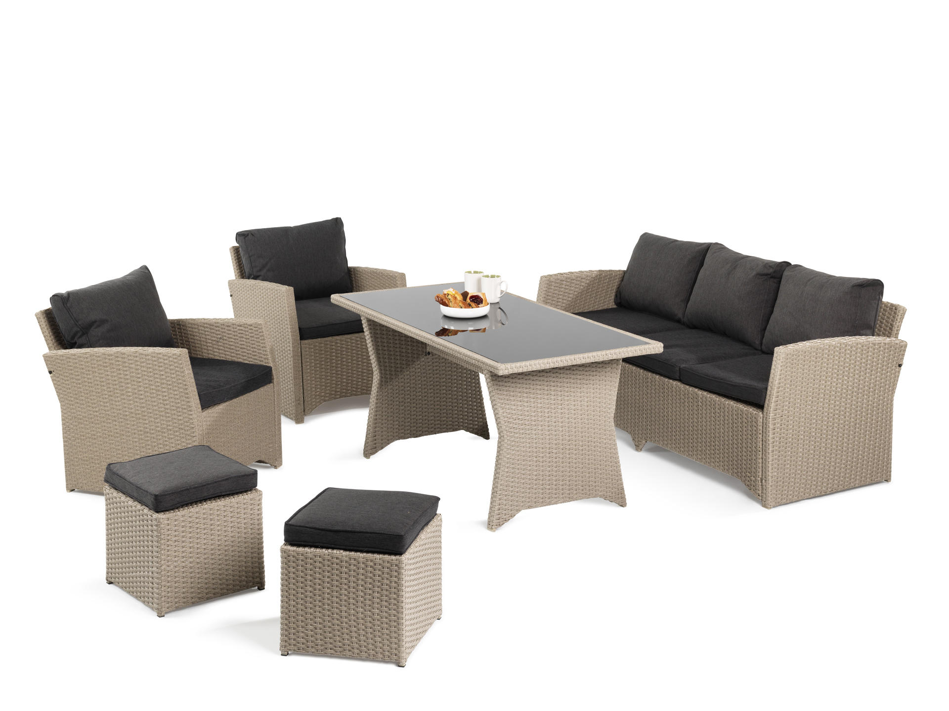Salon de jardin gris beige
