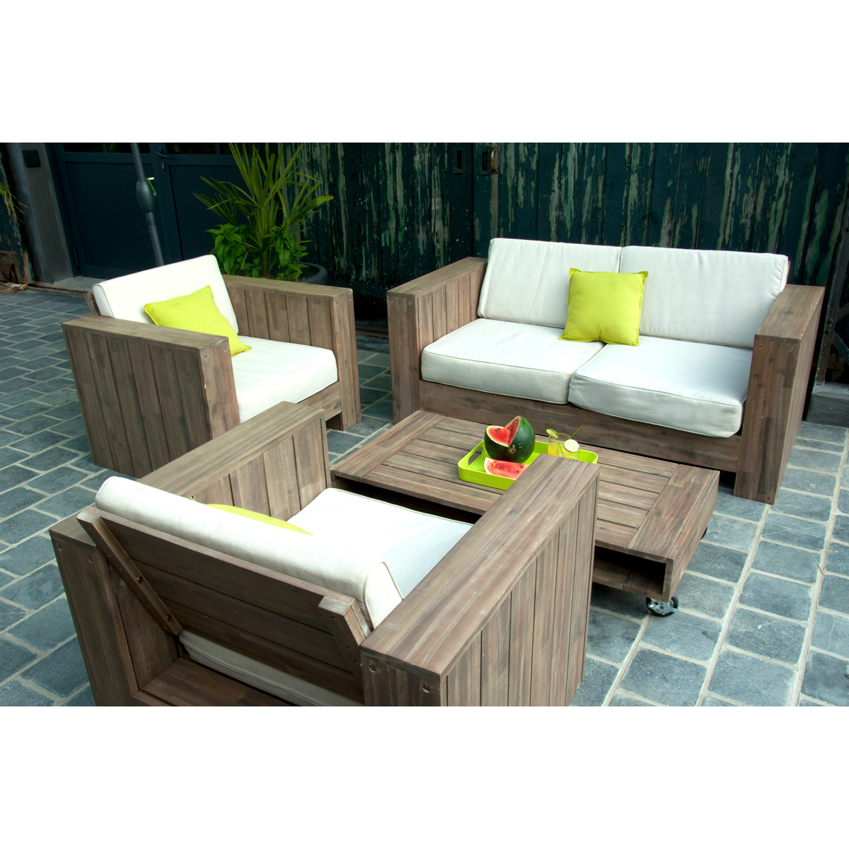 Salon de jardin en bois promo
