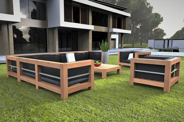 Salon de jardin en bois naturel