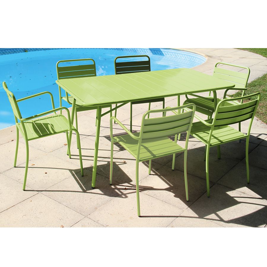 Salon de jardin metal vert