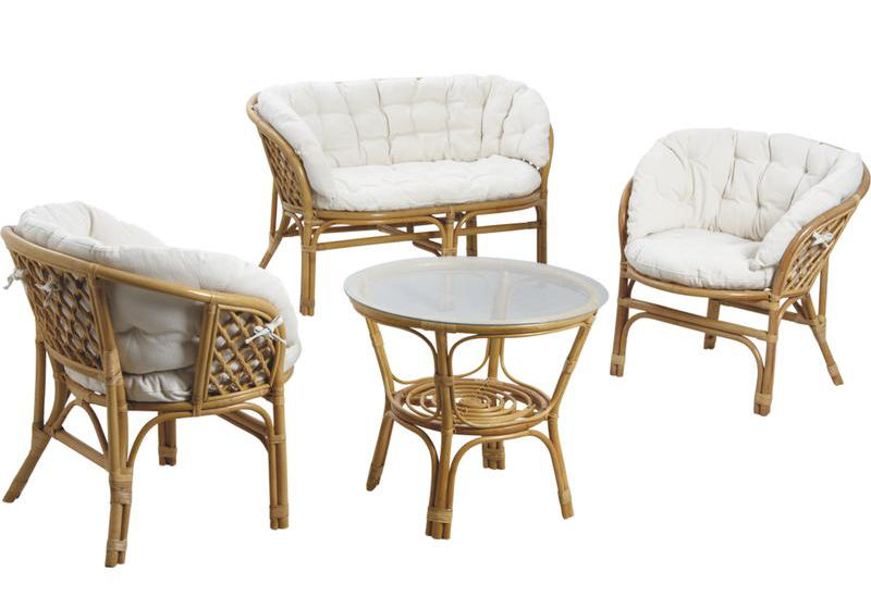 Mobilier de jardin en rotin blanc
