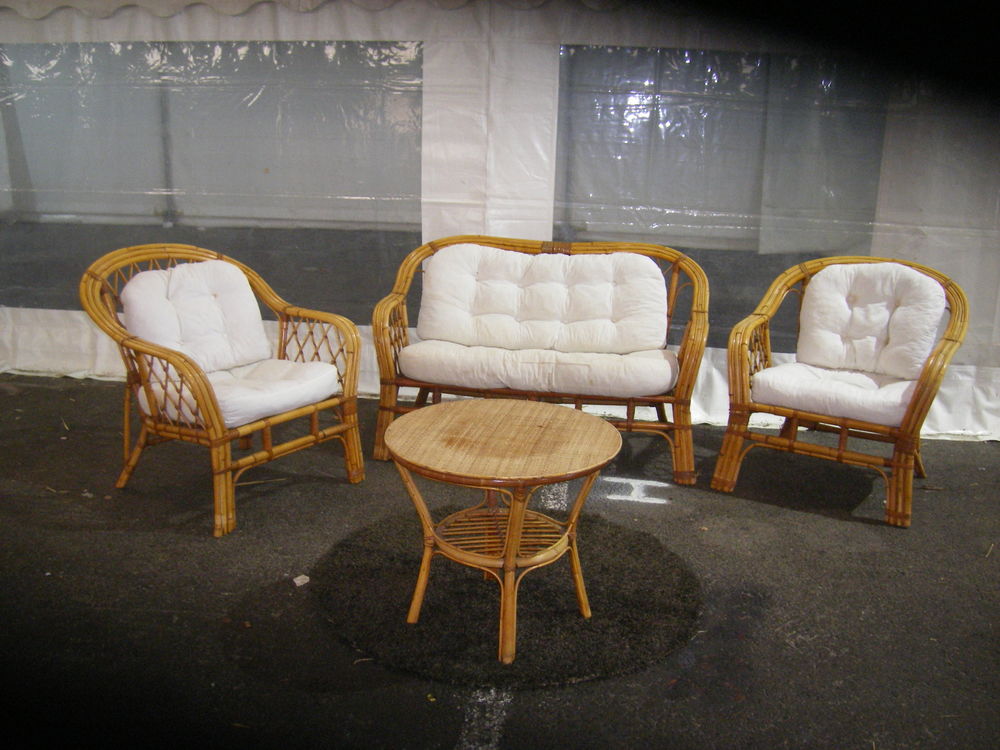 Salon de jardin en osier occasion