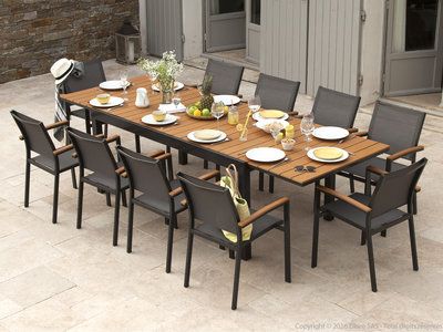 Salon de jardin teck gris