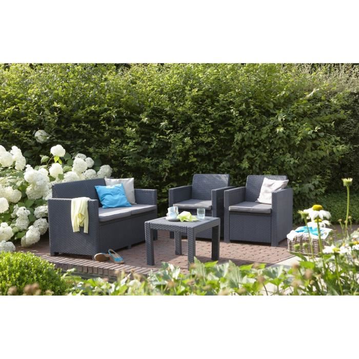 Salon de jardin en résine tressée allibert