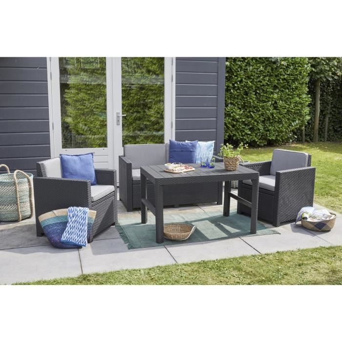 Salon de jardin allibert monaco anthracite