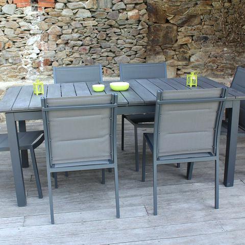 Salon de jardin gris anthracite 4 personnes urano