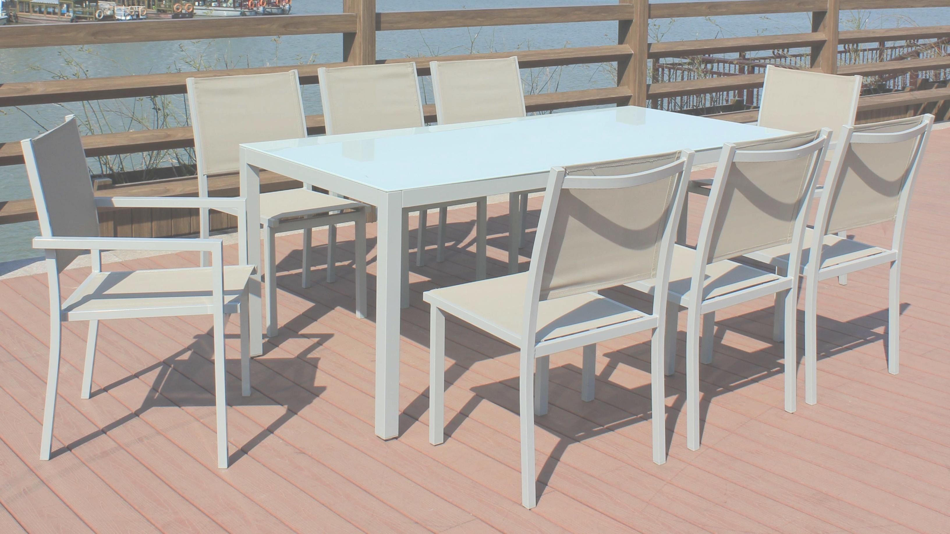 Salon de jardin barcelona 200cm aluminium 1 table + 8 fauteuils