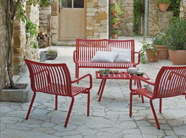 Salon de jardin aluminium rouge