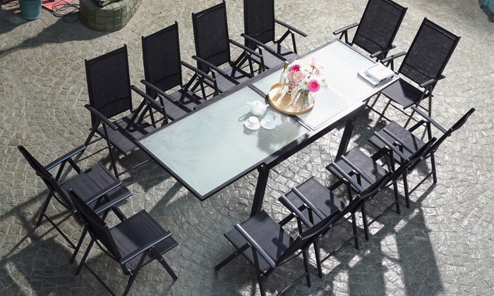 Salon de jardin hamptons en aluminium et verre