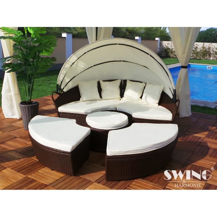 Salon de jardin en rotin rond