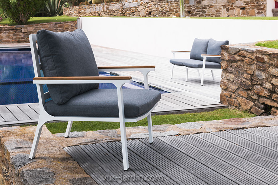 Salon de jardin aluminium teck