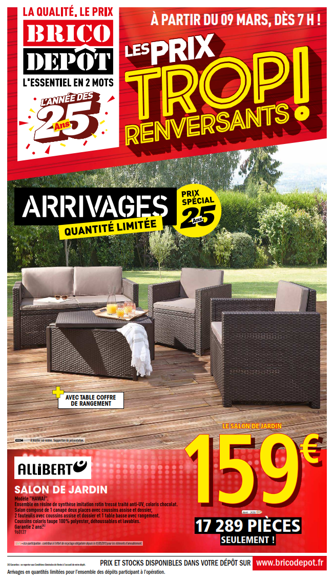 Salon de jardin resine tressée pas cher brico depot