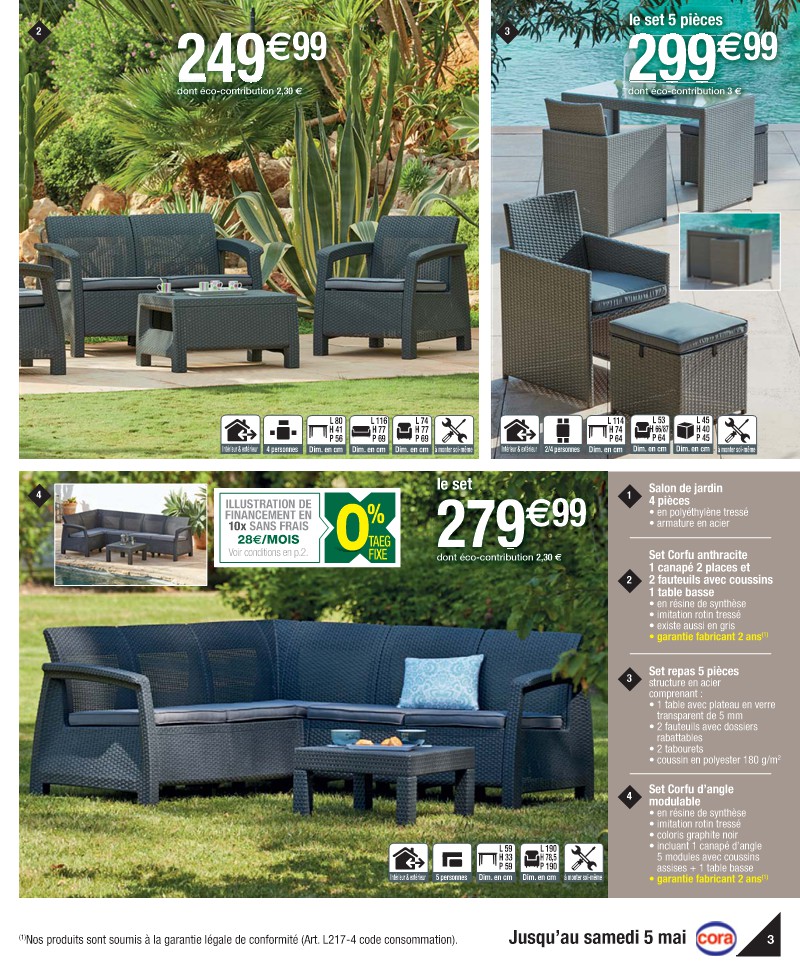 Salon de jardin promo cora