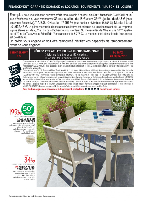 Salon de jardin intermarché 2017