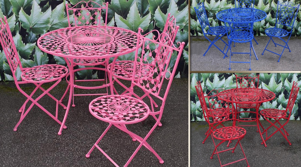 Salon de jardin en fer coloré