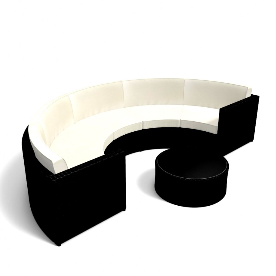 Salon de jardin en rotin demi cercle noir