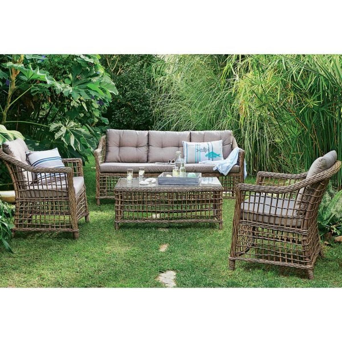 Salon de jardin rotin 6 places