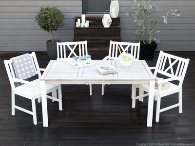 Salon de jardin blanc bois