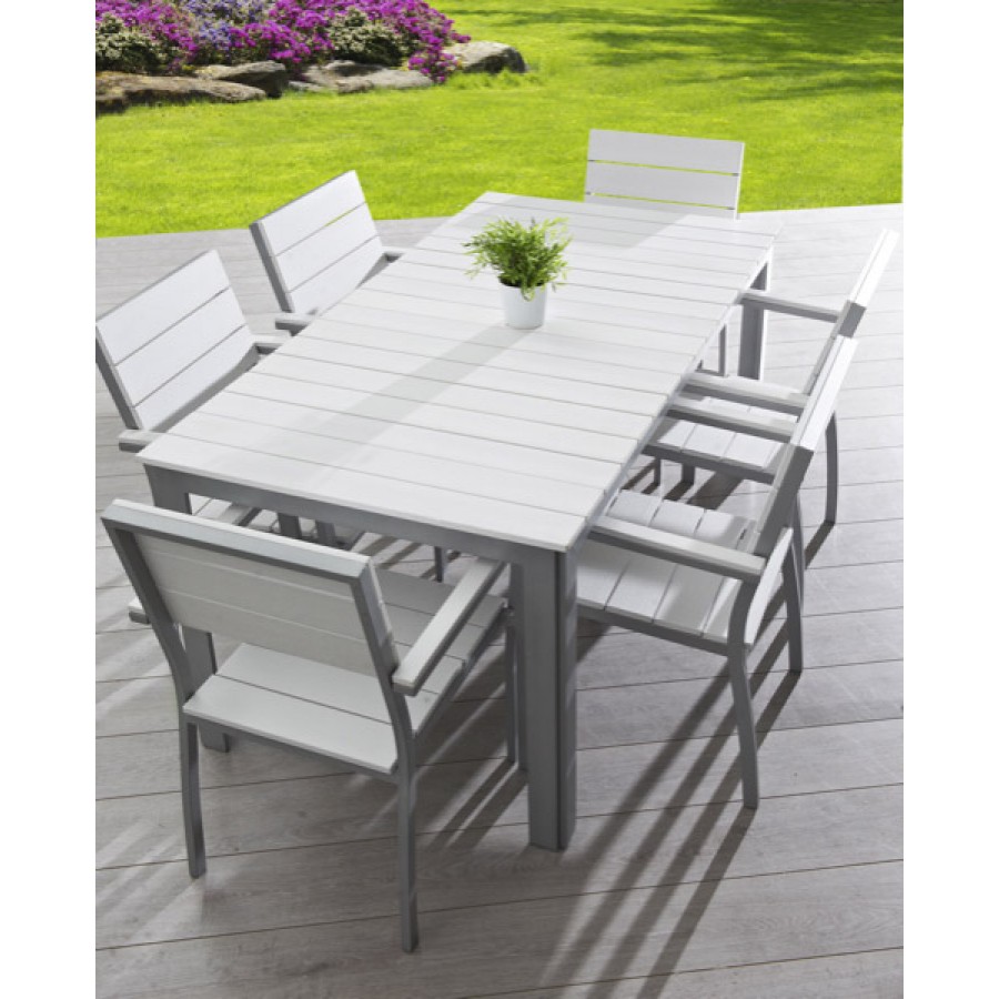 Salon de jardin en resine tressee marron 8 places