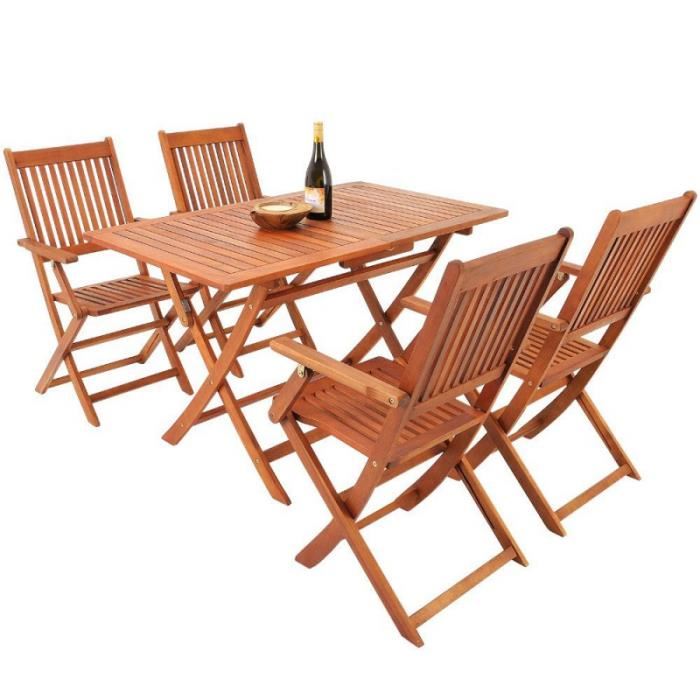 Salon de jardin en bois pliable