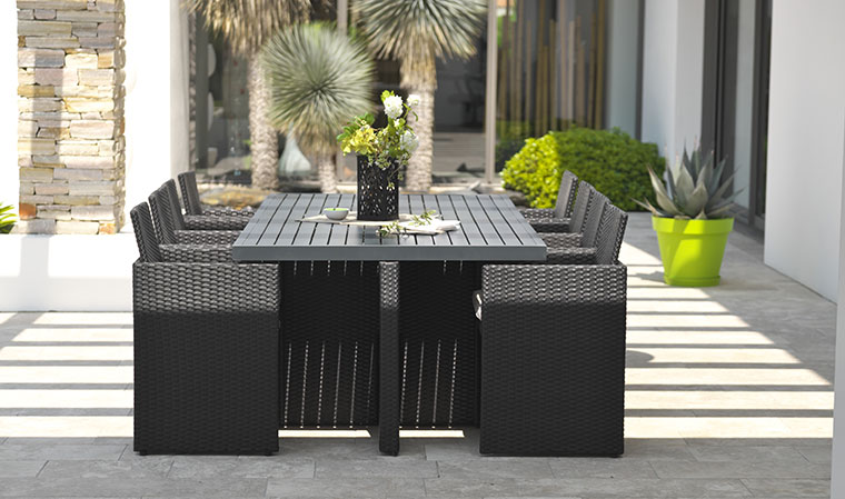 Salon de jardin aluminium resine tressee
