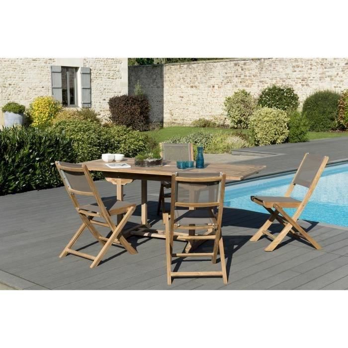 Salon de jardin table ocean + 6 fauteuils aruba coloris taupe