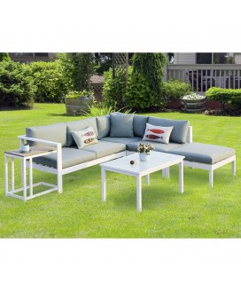 Mobilier jardin metal blanc