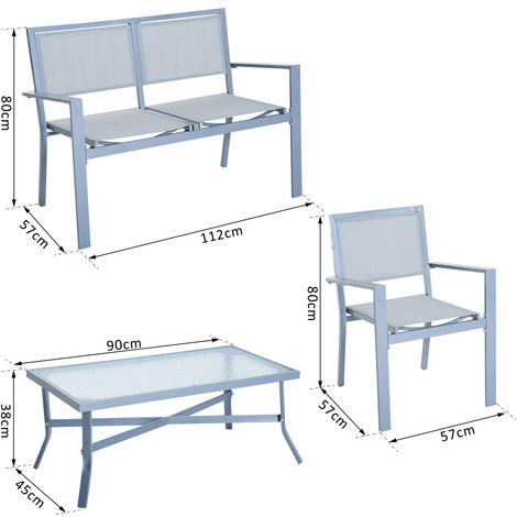 Salon de jardin acier textilene