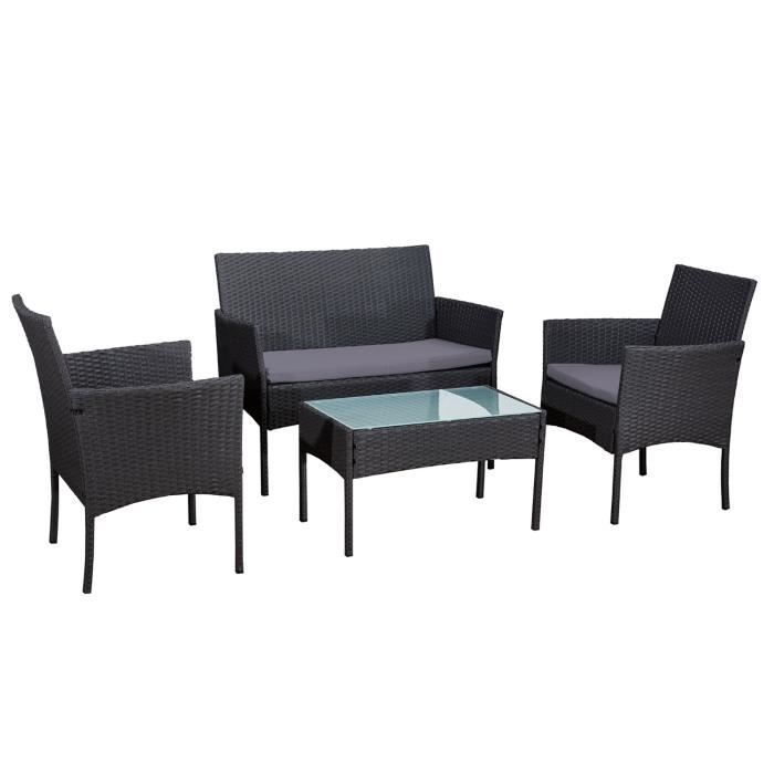 Cdiscount salon de jardin resine tressee noir