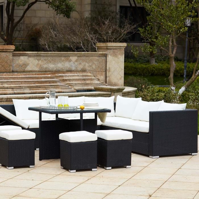 Salon de jardin fidji gris blanc