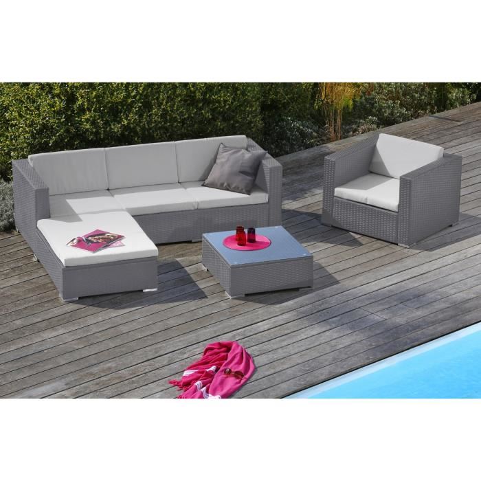 Salon de jardin gris 5 places