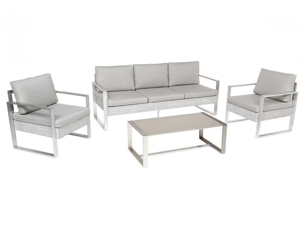 Salon de jardin sesimbra aluminium blanc - 5 places