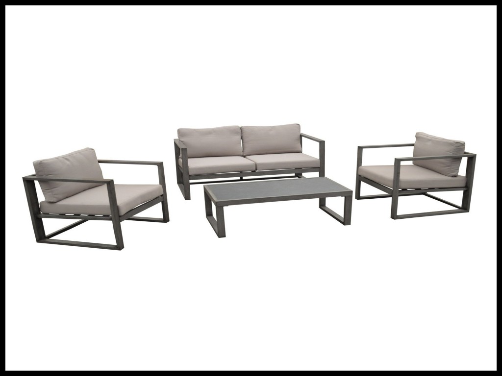 Salon de jardin bas en aluminium gris